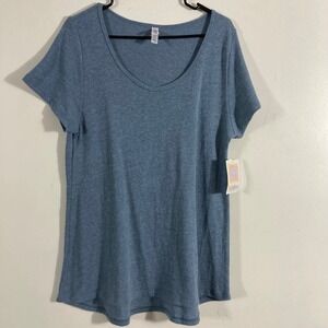 LuLaRoe Classic T Shirt Womens Large Blue Heathered New With Tags Scoop Neck